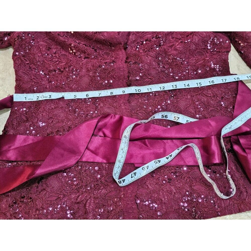 Women's Doncaster Sequined Jacket with Belt Berry/Burgundy Size 10 Elegant - Picture 6 of 9